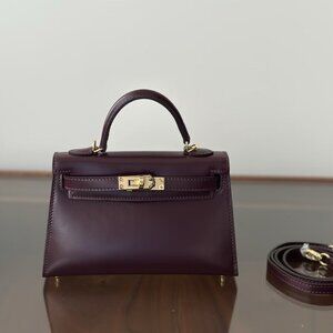 High Shine Box Calf Leather Crossbody 19cm